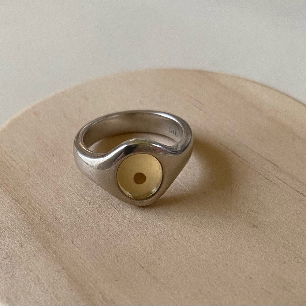Sterling Silver Signet Ring with Mustard Seed in resin